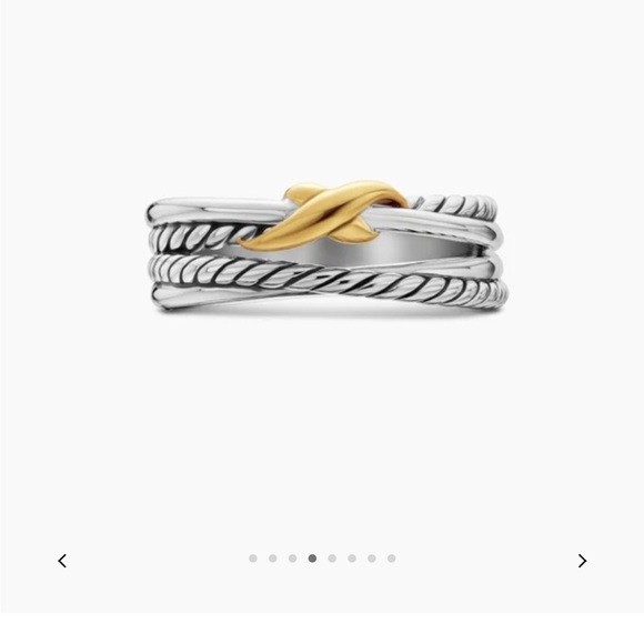 David Yurman Sterling Silver and 18K Gold X Crossover Band Ring, Size 5 - Picture 1 of 6